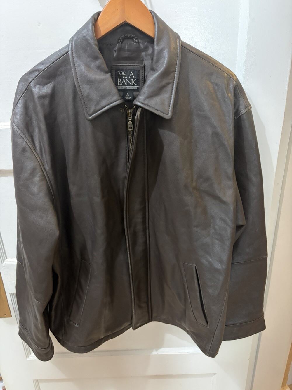 A9 Men's Genuine Leather Joseph A Bank Brown Bomber Jacker Large